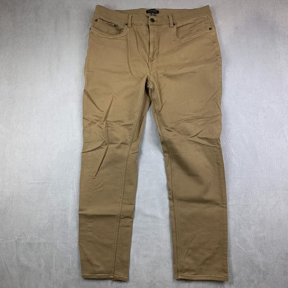 Banana Republic Mens Traveler Pants 38 Beige Chino Slim Fit Tapered 38x30